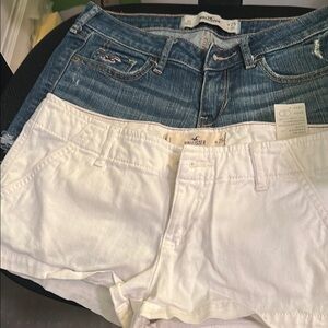 Hollister Women's White and  Denim Shorts size 1